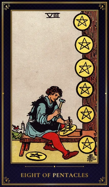 Eight of Pentacles — Rider–Waite tarot card