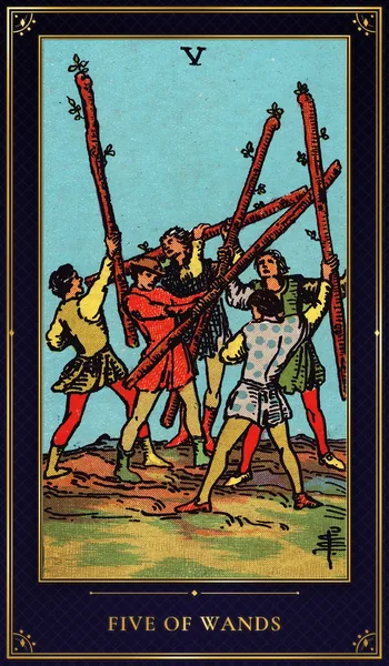 Five of Wands — Rider–Waite tarot card